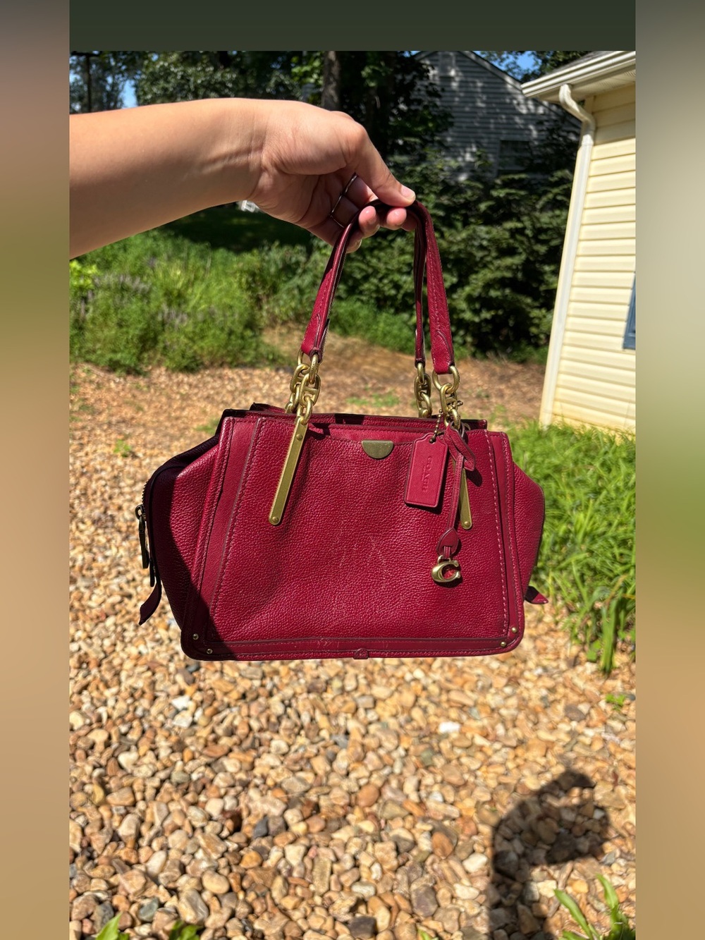 Coach Oxblood Red Pebble Leather Dreamer Satchel Bag 38551